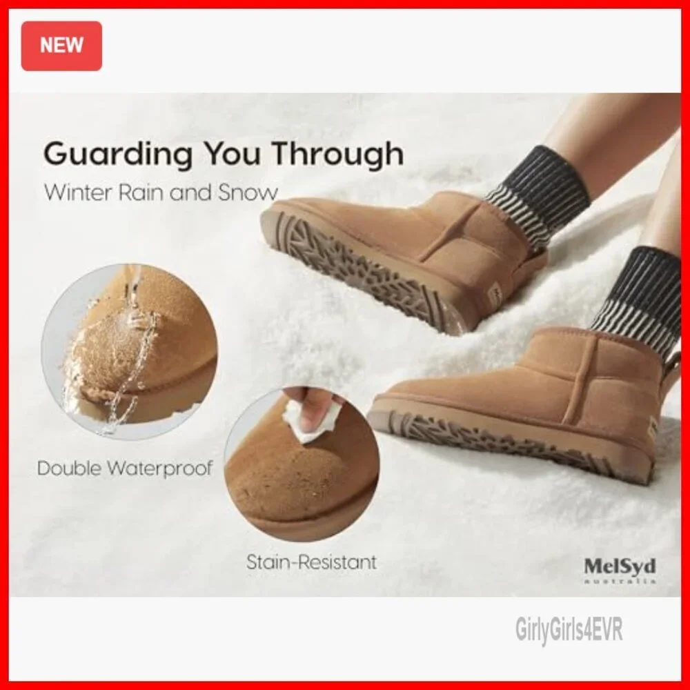 Sheepskin Ankle Boots with Arch Support, Waterproof Suede, -40°F Thermal